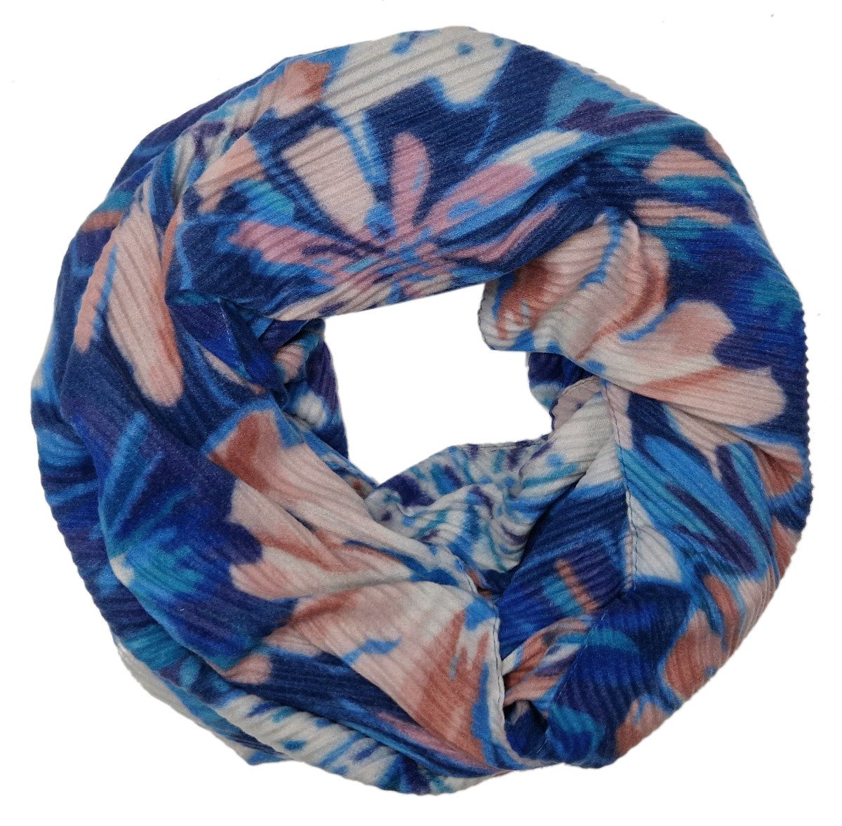 dy_mode Loop Damen Loopschal Geblümt Herbst/Winter Rundschal Schlauchschal, Elegante Ripp-Optik/Plissee-Struktur von dy_mode