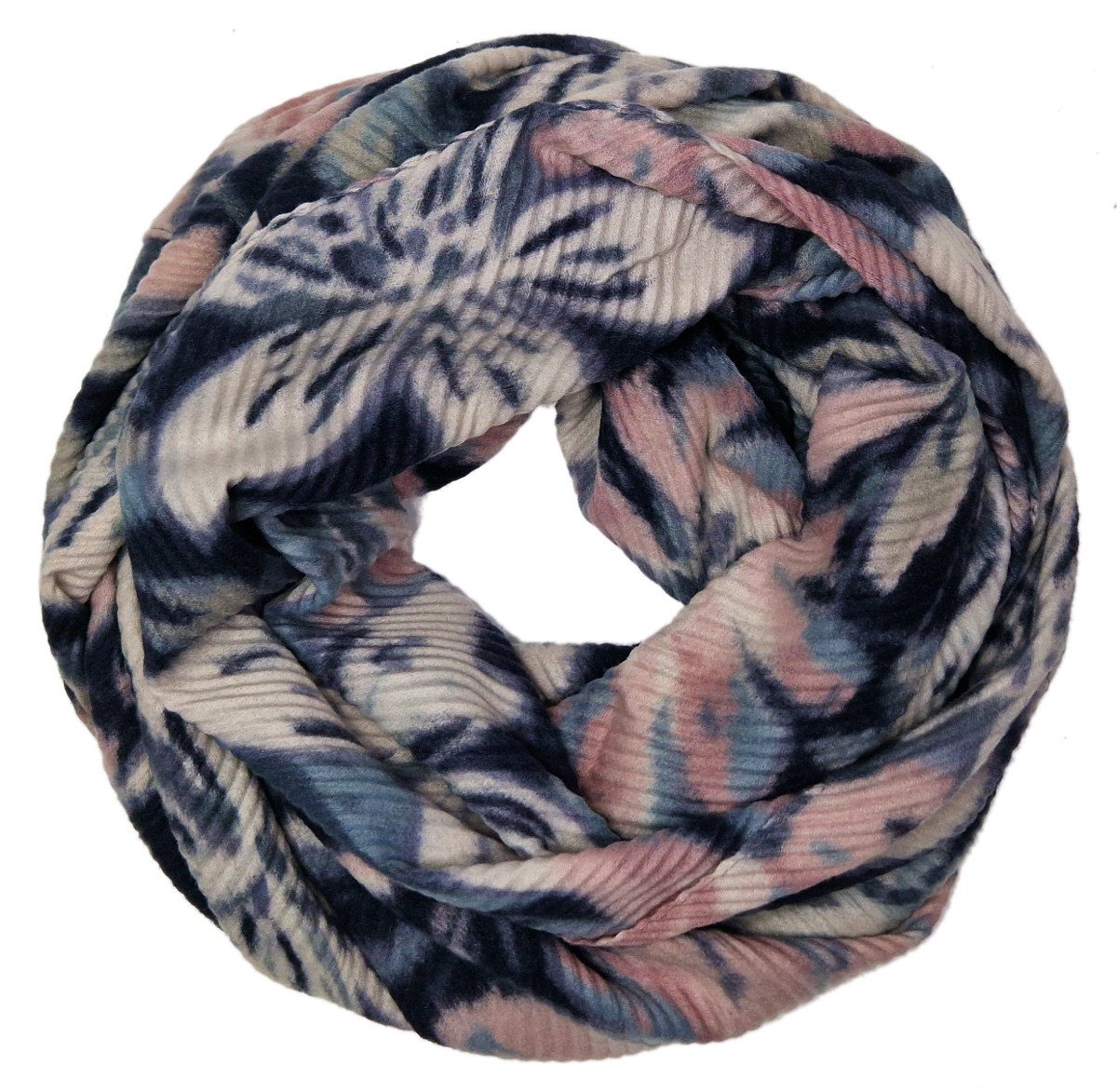 dy_mode Loop Damen Loopschal Geblümt Herbst/Winter Rundschal Schlauchschal, Elegante Ripp-Optik/Plissee-Struktur von dy_mode