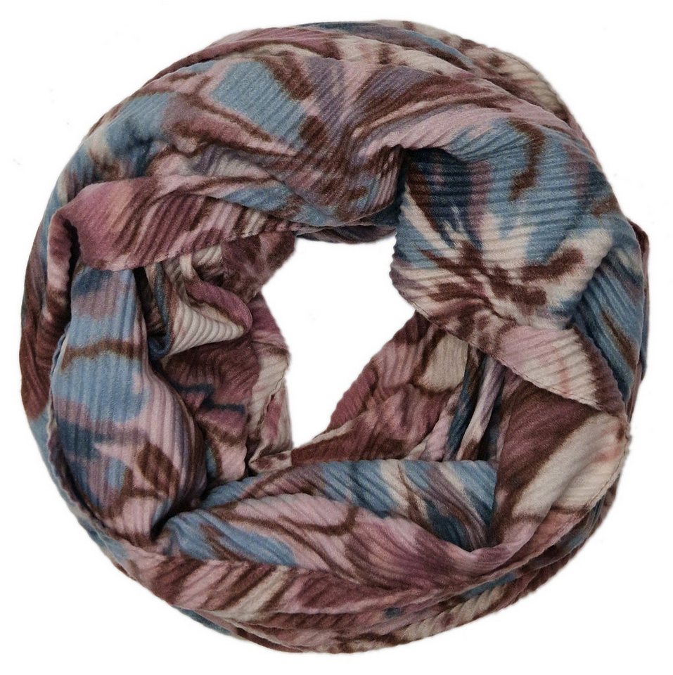 dy_mode Loop Damen Loopschal Geblümt Herbst/Winter Rundschal Schlauchschal, Elegante Ripp-Optik/Plissee-Struktur von dy_mode
