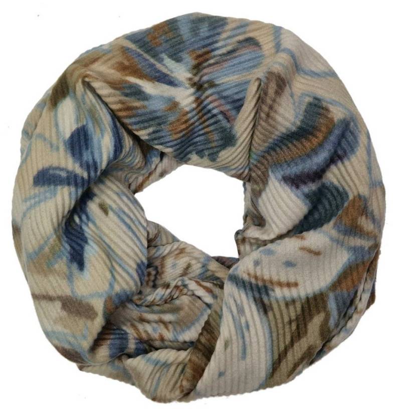 dy_mode Loop Damen Loopschal Geblümt Herbst/Winter Rundschal Schlauchschal, Elegante Ripp-Optik/Plissee-Struktur von dy_mode