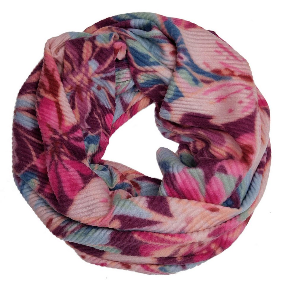 dy_mode Loop Damen Loopschal Geblümt Herbst/Winter Rundschal Schlauchschal, Elegante Ripp-Optik/Plissee-Struktur von dy_mode