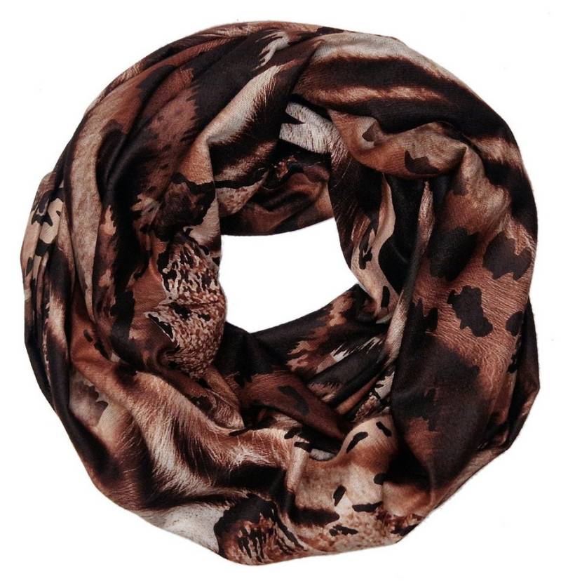 dy_mode Loop Damen Loopschal mit Animal-Print Rundschal Schlauchschal, Animal-Print im Leo-Tiger-Look von dy_mode