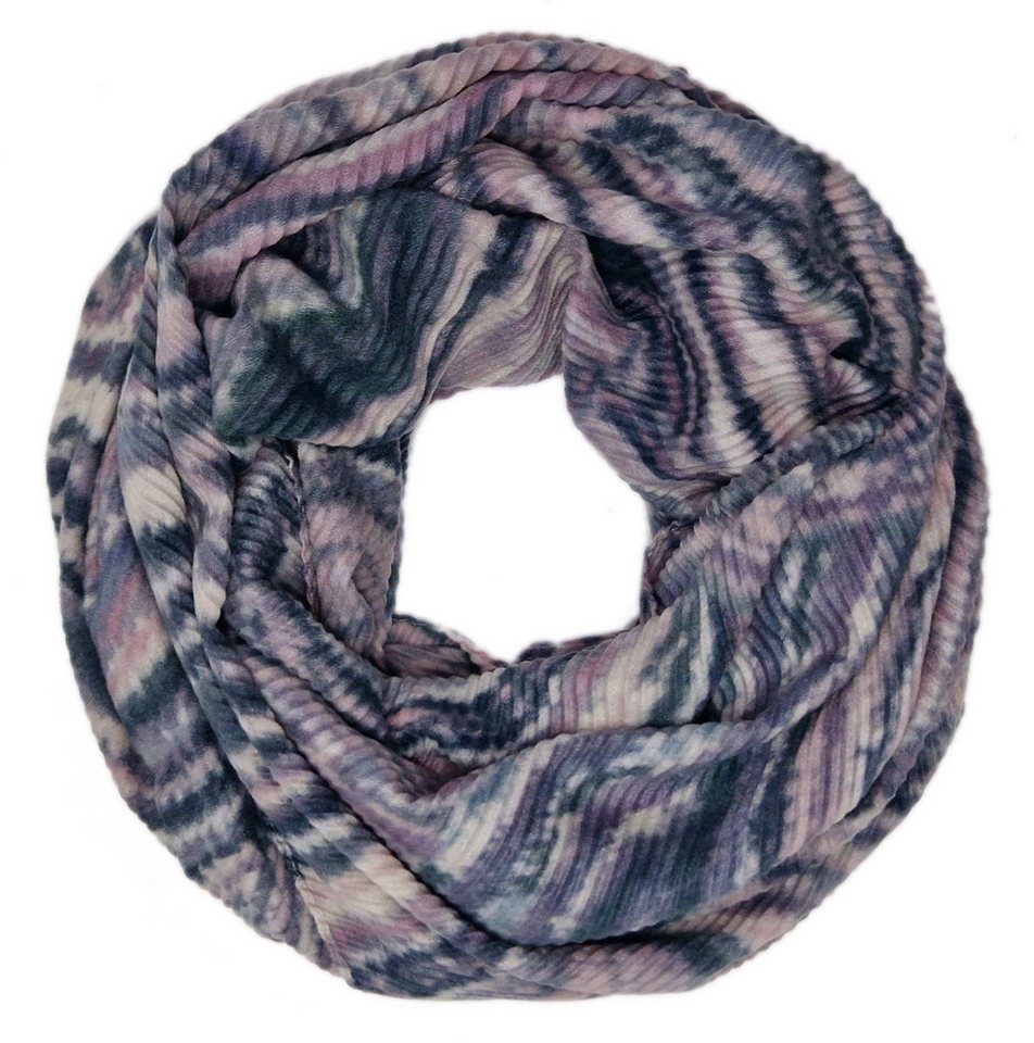 dy_mode Loop Damen Loopschal mit Marmor-Print Rundschal Schlauchschal Herbst/Winter, Ripp-Optik/Plissee-Struktur von dy_mode