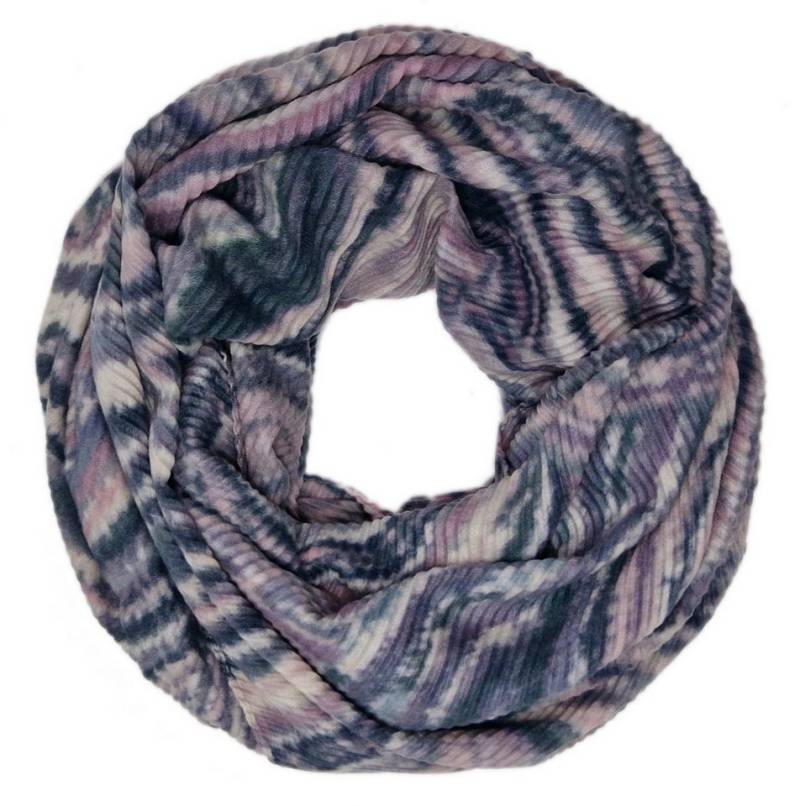 dy_mode Loop Damen Loopschal mit Marmor-Print Rundschal Schlauchschal Herbst/Winter, Ripp-Optik/Plissee-Struktur von dy_mode