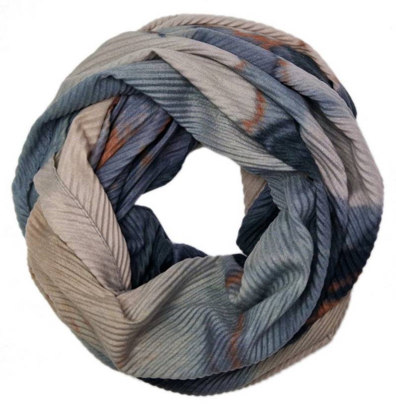 dy_mode Loop Damen Loopschal mit Marmor-Print Rundschal Schlauchschal Herbst/Winter, Ripp-Optik/Plissee-Struktur von dy_mode