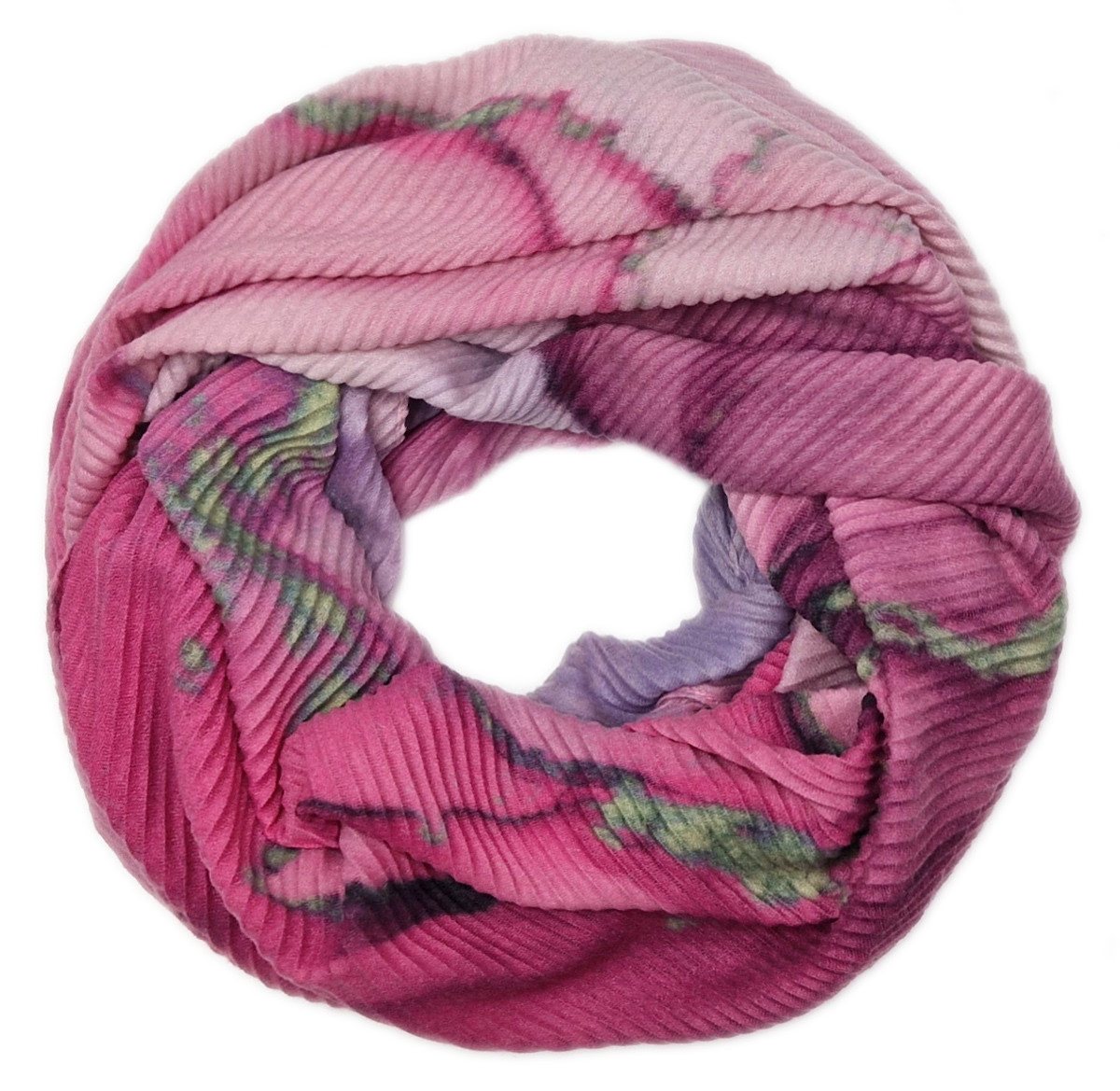 dy_mode Loop Damen Loopschal mit Marmor-Print Rundschal Schlauchschal Herbst/Winter, Ripp-Optik/Plissee-Struktur von dy_mode