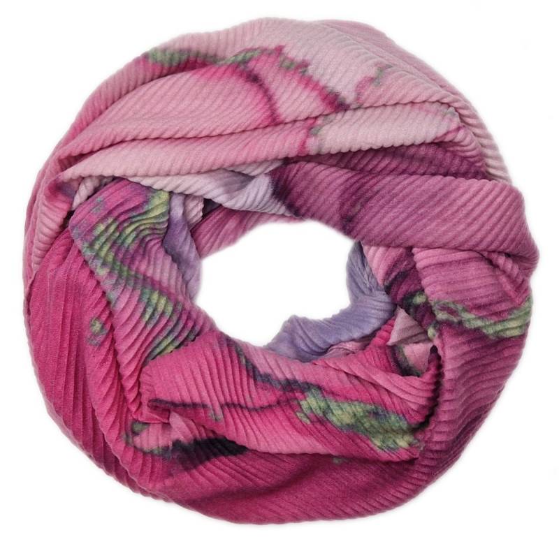 dy_mode Loop Damen Loopschal mit Marmor-Print Rundschal Schlauchschal Herbst/Winter, Ripp-Optik/Plissee-Struktur von dy_mode