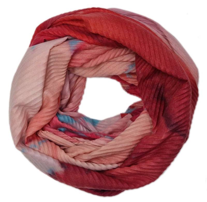 dy_mode Loop Damen Loopschal mit Marmor-Print Rundschal Schlauchschal Herbst/Winter, Ripp-Optik/Plissee-Struktur von dy_mode