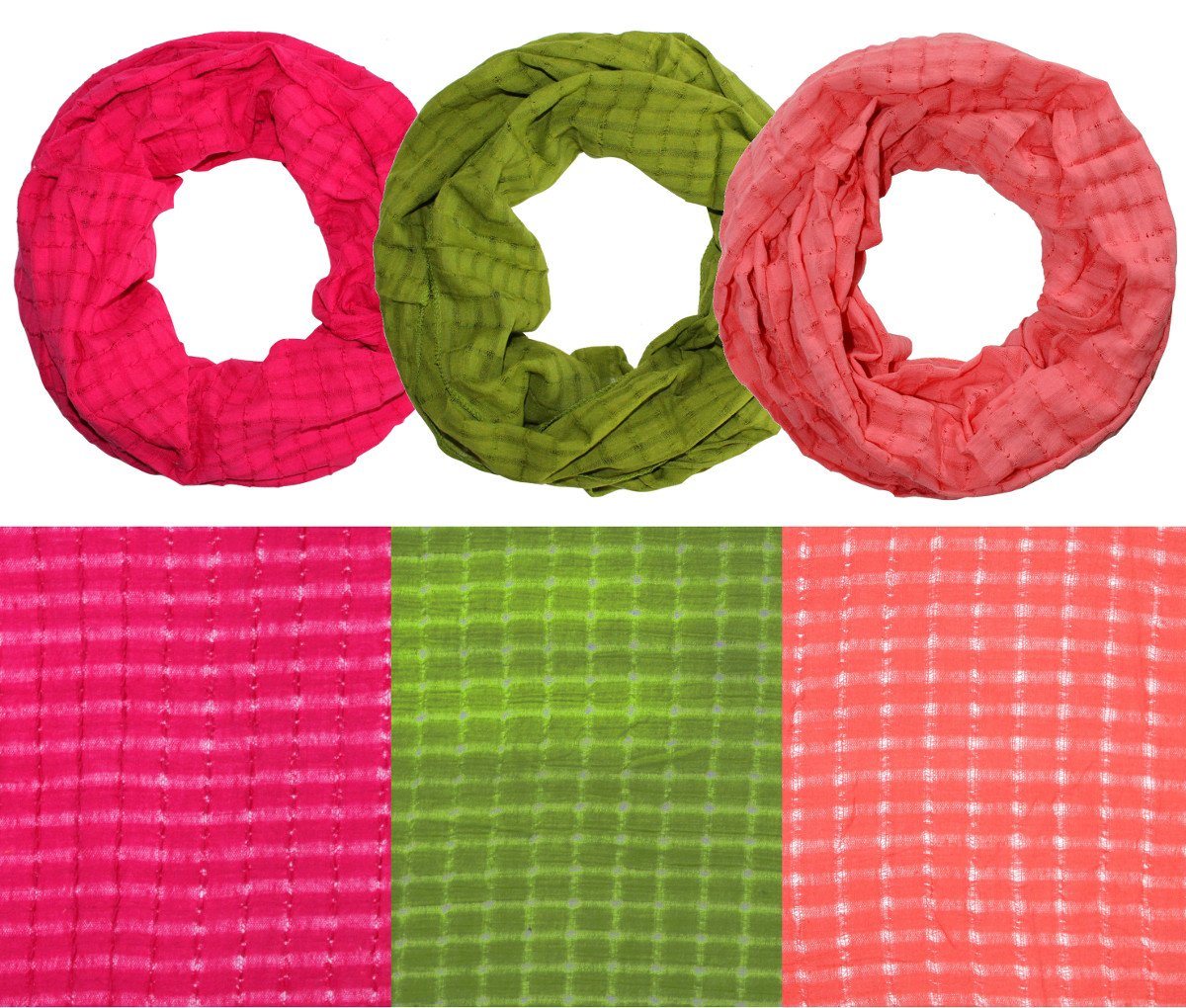 dy_mode Loop Leichter Damen Schlauchschal Loop Schal Rundschal Karo Muster, (3er Set - 3 Farben), 3er Set, Unifarben von dy_mode