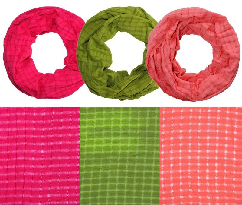 dy_mode Loop Leichter Damen Schlauchschal Loop Schal Rundschal Karo Muster, (3er Set - 3 Farben), 3er Set, Unifarben von dy_mode