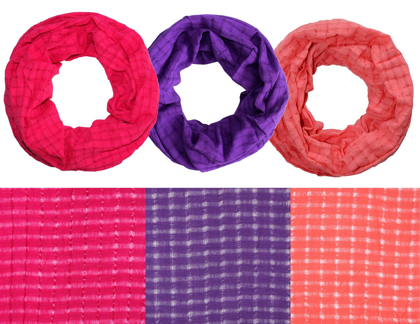 dy_mode Loop Leichter Damen Schlauchschal Loop Schal Rundschal Karo Muster, (3er Set - 3 Farben), 3er Set, Unifarben von dy_mode