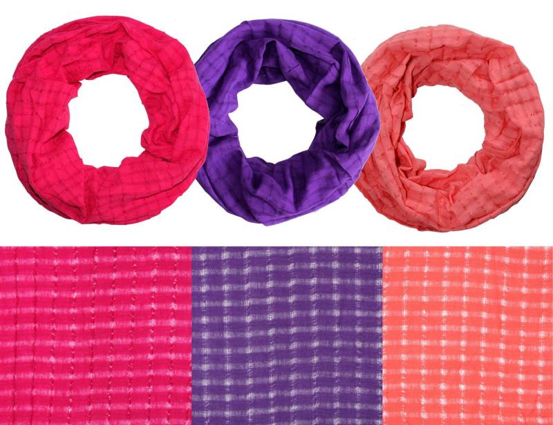 dy_mode Loop Leichter Damen Schlauchschal Loop Schal Rundschal Karo Muster, (3er Set - 3 Farben), 3er Set, Unifarben von dy_mode