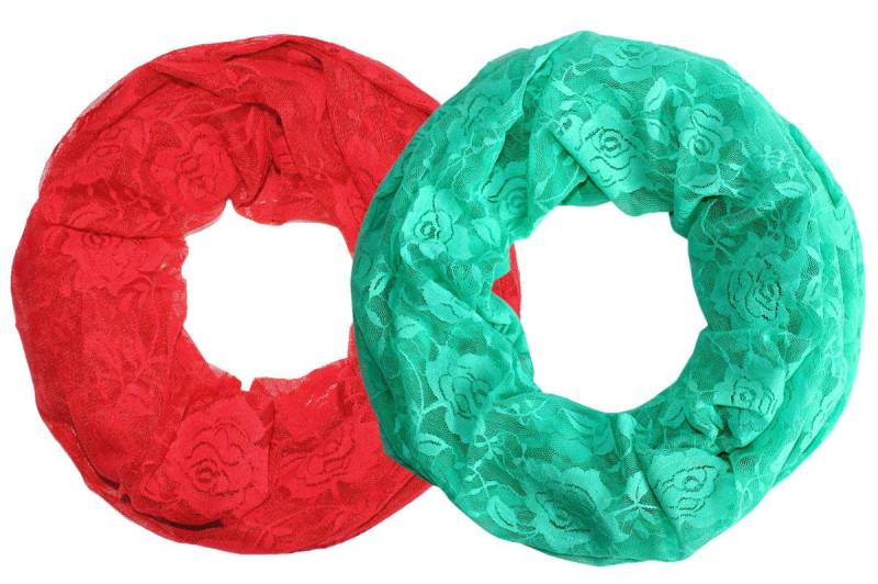 dy_mode Loop Leichter Schlauchschal Loop Schal Transparenter Rundschal, (2er Set - 2 Farben), Transparente Spitze von dy_mode