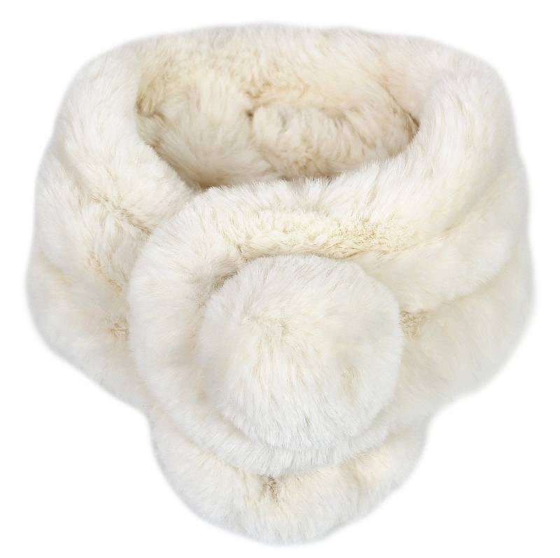 dy_mode Modeschal Damen Kunstfell-Schal mit Bommel flauschiger Winter Kragenschal, Bommel-"Knopf" von dy_mode