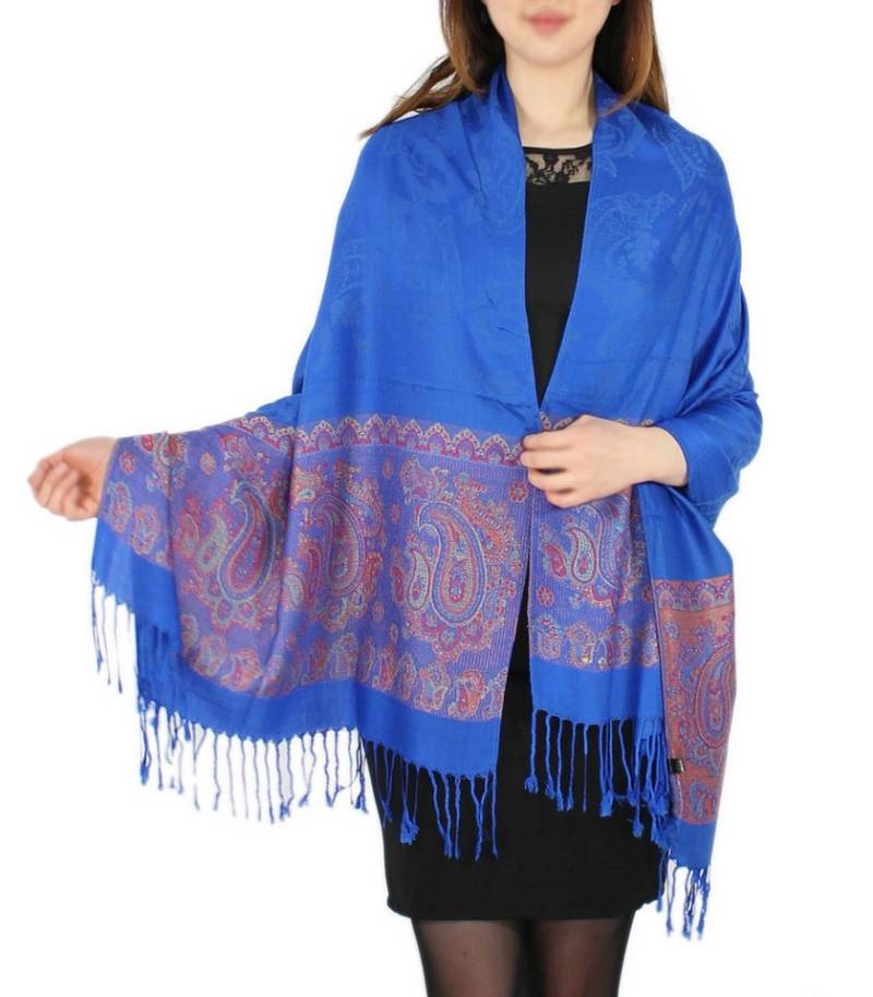 dy_mode Modeschal Eleganter Damen Schal Stola Schultertuch im Paisley Muster, mit Fransen von dy_mode