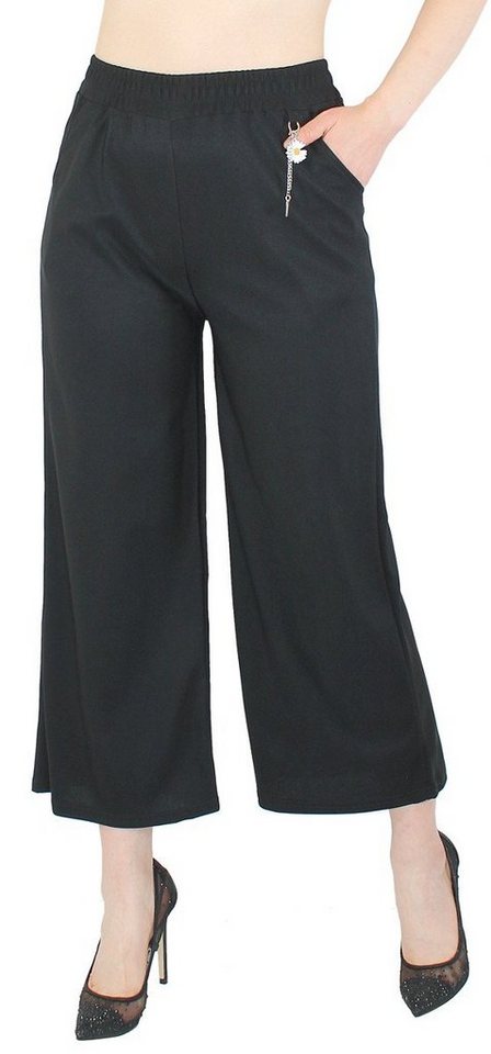 dy_mode Palazzohose Damen High Waist Capri Palazzo Hose Schwarz mit weiten Beinen mit elastischem Gummibund von dy_mode