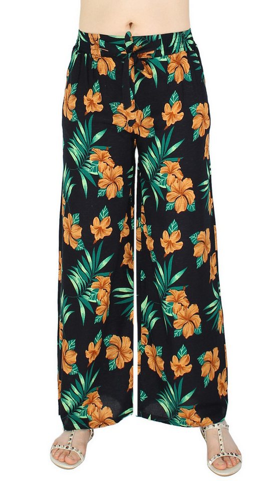 dy_mode Palazzohose Damen Palazzo Hose Sommer Blumenmuster – Weit Bein Freizeithose mit elastischem Bund von dy_mode