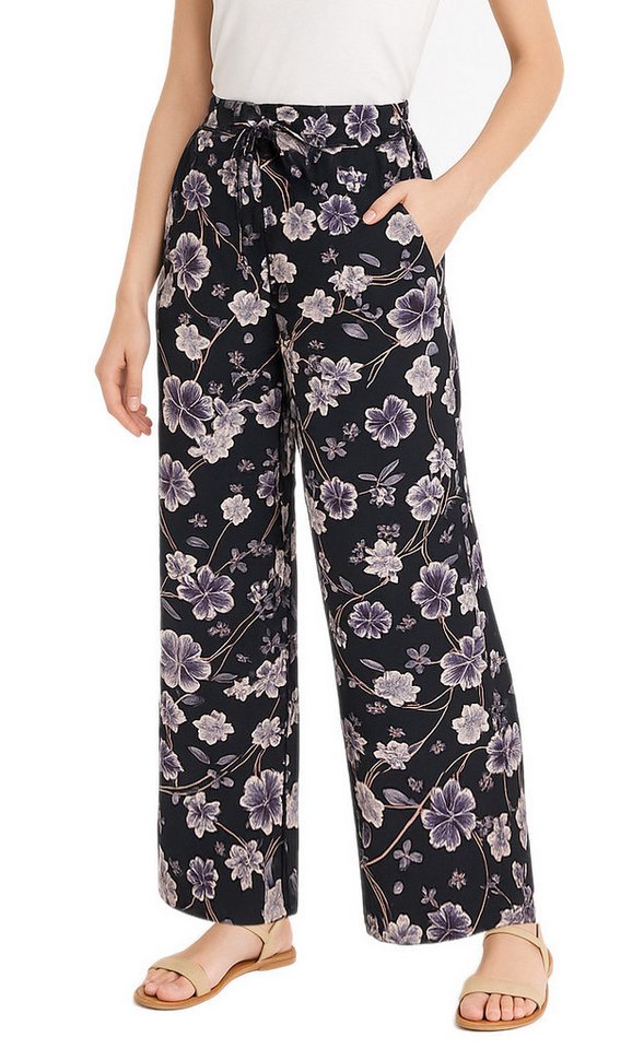 dy_mode Palazzohose Damen Palazzo Hose Sommer Blumenmuster – Weit Bein Freizeithose mit elastischem Bund von dy_mode