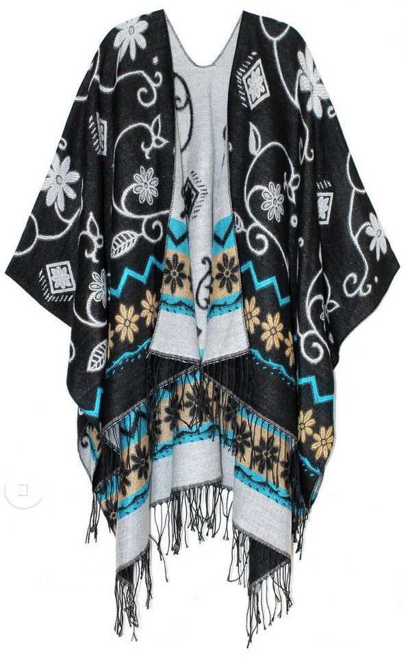 dy_mode Poncho Damen Poncho mit Fransen – Wärmender Überwurf für Herbst und Winter mit Fransen von dy_mode