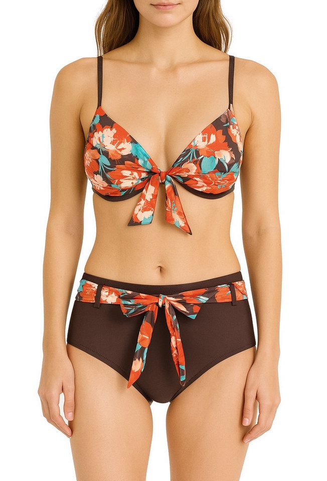 dy_mode Push-Up-Bikini Damen Bikini mit Push-Up Bügel-Cups & High Waist Slip mit Blumendruck Florales Design von dy_mode