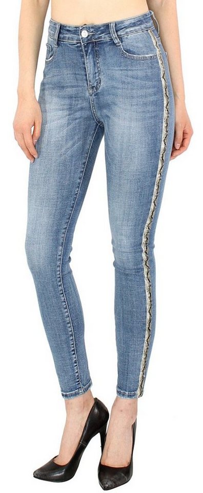 dy_mode Röhrenjeans Damen Stretch Jeans Hose Slim Fit Jeanshose Skinny Pants Jeanshose 4-Pocket Style, mit Stretch-Anteil von dy_mode