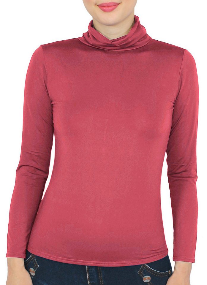 dy_mode Rollkragenshirt Damen Rollkragen Thermo Shirt Rolli Langarmshirt mit Innenfutter Angeraute Innenseite von dy_mode