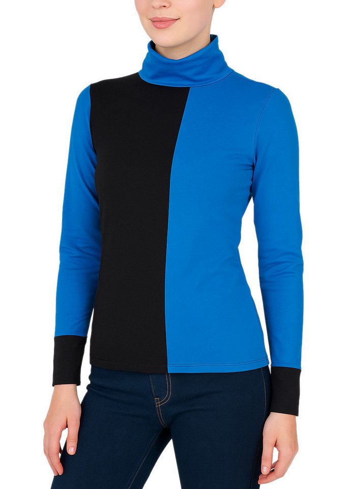 dy_mode Rollkragenshirt Damen Thermo Langarmshirt mit Rollkragen Thermoshirt Herbst Winter Angeraute Innenseite von dy_mode
