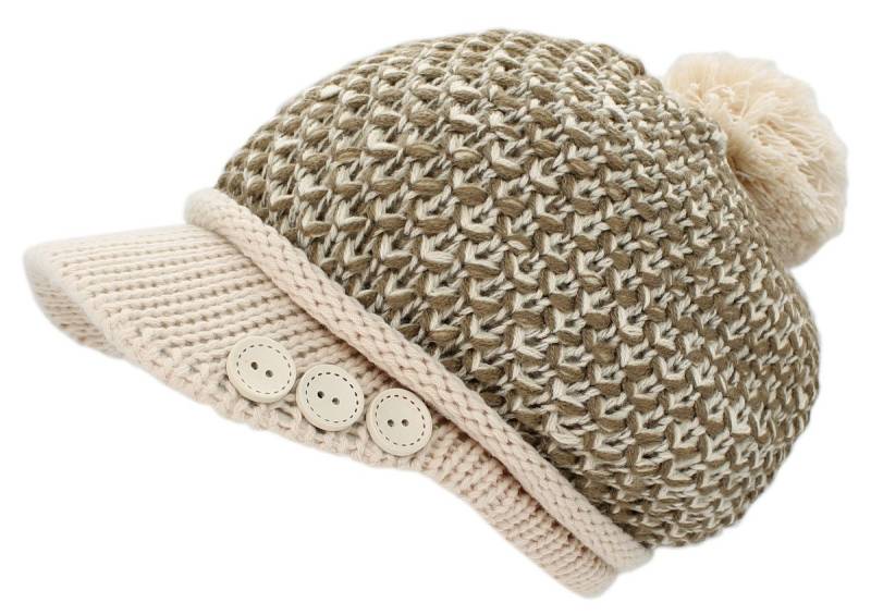 dy_mode Schirmmütze Damen Strickmütze Bunt Gestrickte Schirmmütze Winter Mütze mit Schirm fester Schirm von dy_mode