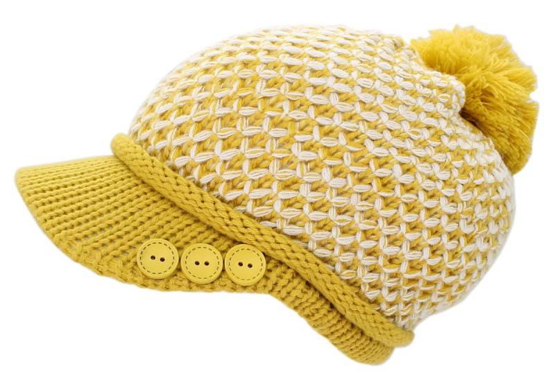 dy_mode Schirmmütze Damen Strickmütze Bunt Gestrickte Schirmmütze Winter Mütze mit Schirm fester Schirm von dy_mode