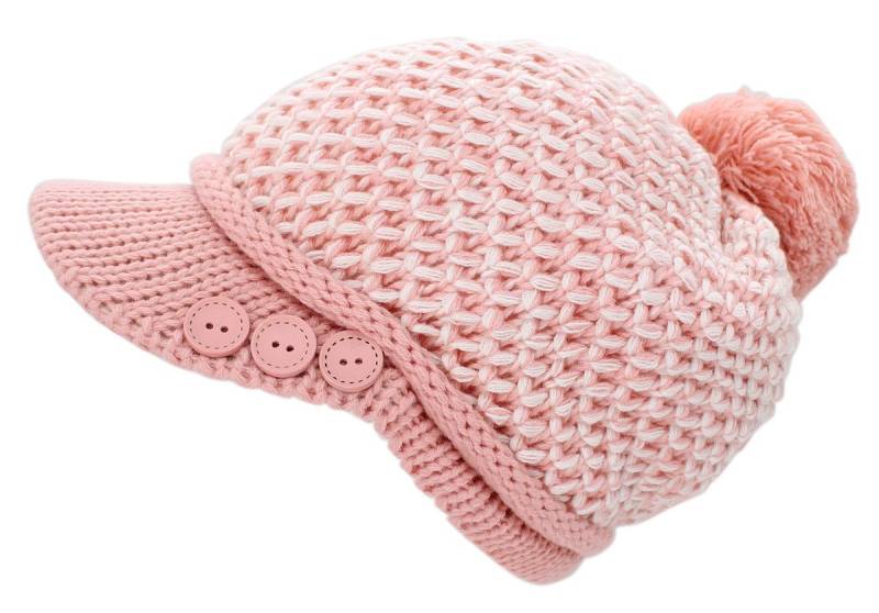 dy_mode Schirmmütze Damen Strickmütze Bunt Gestrickte Schirmmütze Winter Mütze mit Schirm fester Schirm von dy_mode