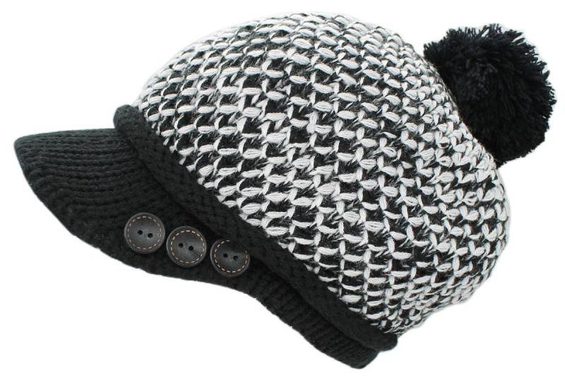 dy_mode Schirmmütze Damen Strickmütze Bunt Gestrickte Schirmmütze Winter Mütze mit Schirm fester Schirm von dy_mode