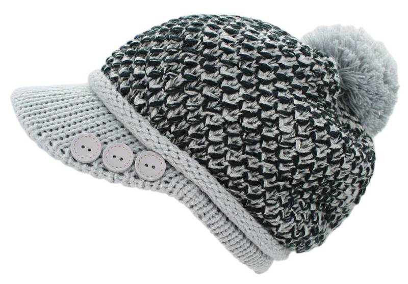 dy_mode Schirmmütze Damen Strickmütze Bunt Gestrickte Schirmmütze Winter Mütze mit Schirm fester Schirm von dy_mode