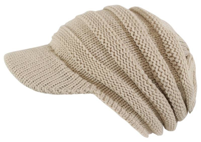 dy_mode Schirmmütze Damen Strickmütze Herren Schirmmütze Gestrickt Winter Mütze mit Schirm fester Schirm von dy_mode