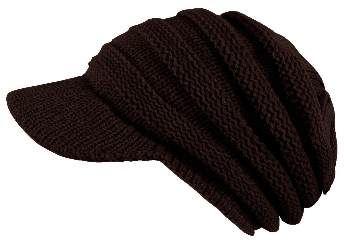 dy_mode Schirmmütze Damen Strickmütze Herren Schirmmütze Gestrickt Winter Mütze mit Schirm fester Schirm von dy_mode