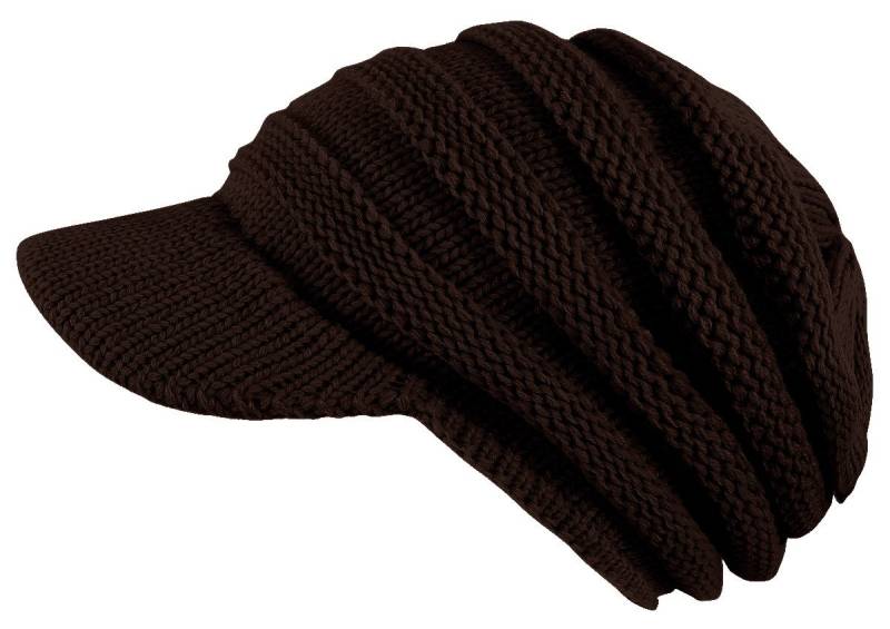 dy_mode Schirmmütze Damen Strickmütze Herren Schirmmütze Gestrickt Winter Mütze mit Schirm fester Schirm von dy_mode