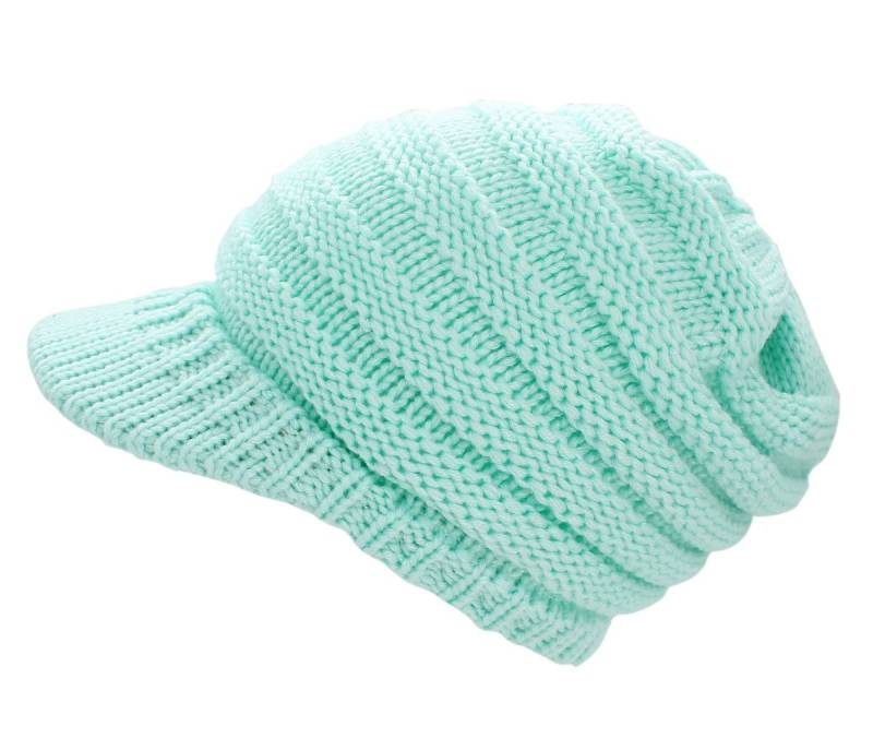 dy_mode Schirmmütze Damen Strickmütze Herren Schirmmütze Gestrickt Winter Mütze mit Schirm fester Schirm von dy_mode