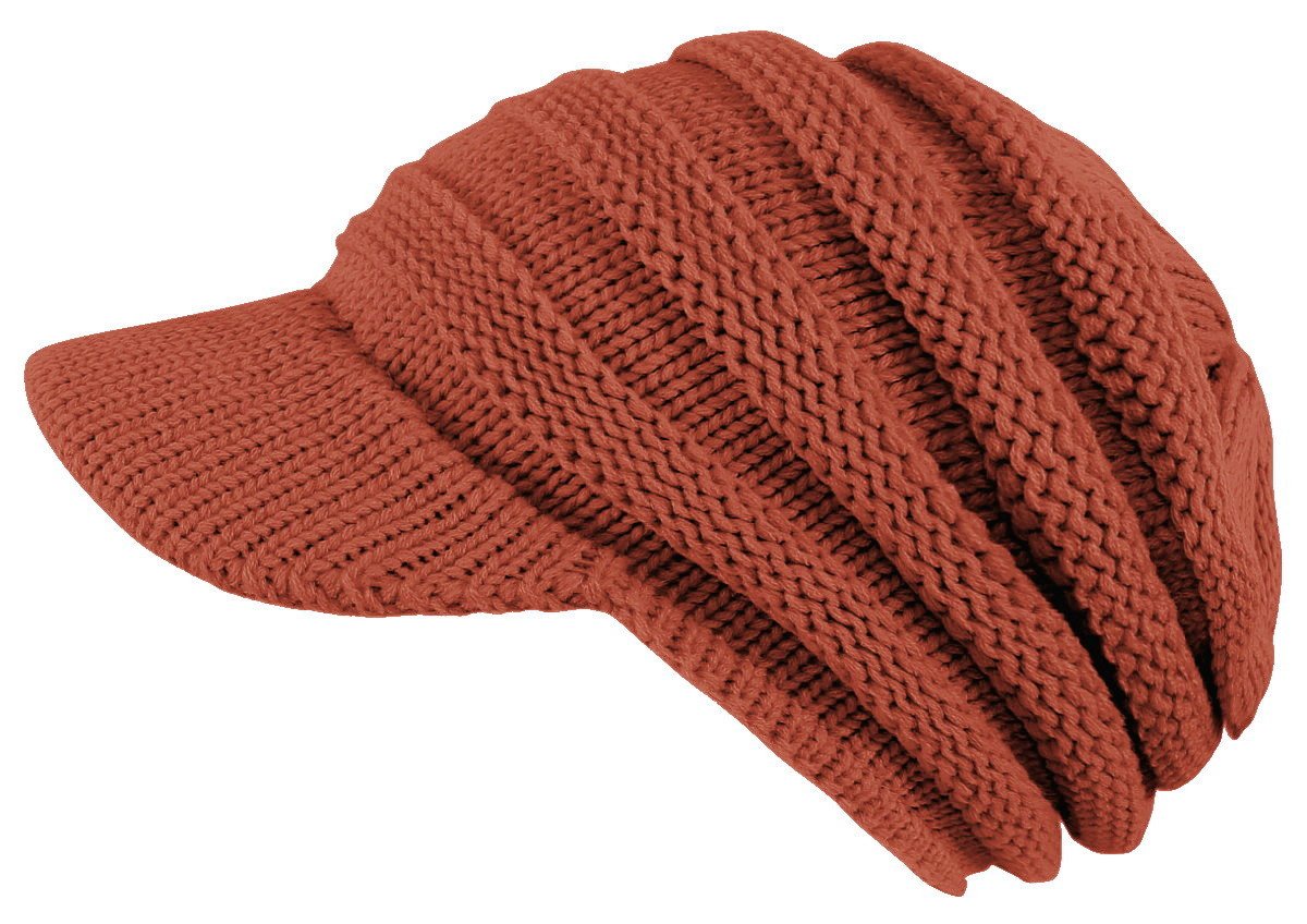 dy_mode Schirmmütze Damen Strickmütze Herren Schirmmütze Gestrickt Winter Mütze mit Schirm fester Schirm von dy_mode