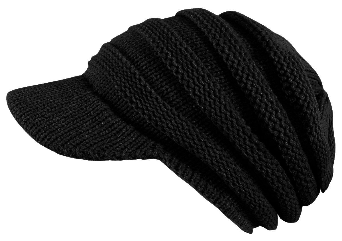 dy_mode Schirmmütze Damen Strickmütze Herren Schirmmütze Gestrickt Winter Mütze mit Schirm fester Schirm von dy_mode