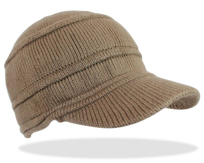 dy_mode Schirmmütze Unisex Strickmütze Herren Schirmmütze Damen Winter Cap ohne Futter mit Schirm von dy_mode