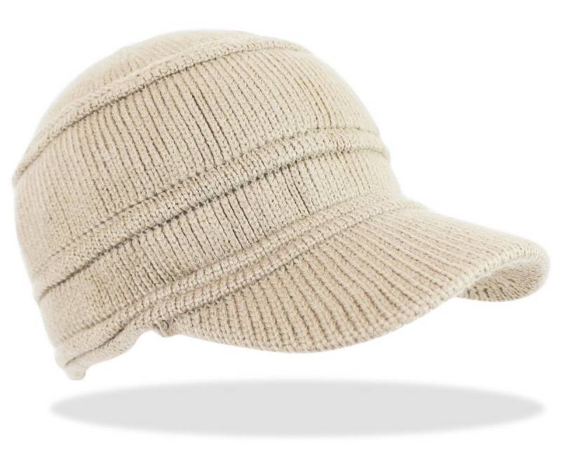 dy_mode Schirmmütze Unisex Strickmütze Herren Schirmmütze Damen Winter Cap ohne Futter mit Schirm von dy_mode