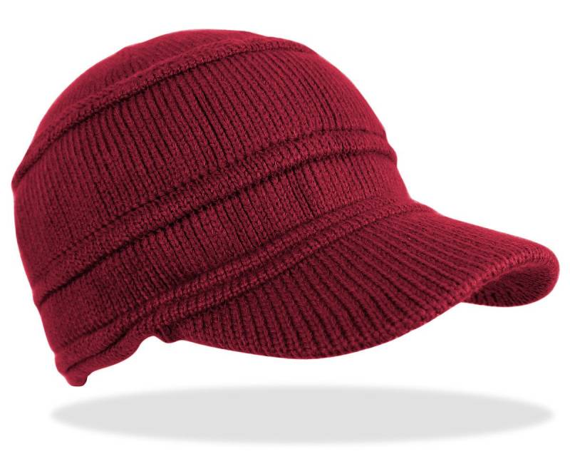 dy_mode Schirmmütze Unisex Strickmütze Herren Schirmmütze Damen Winter Cap ohne Futter mit Schirm von dy_mode