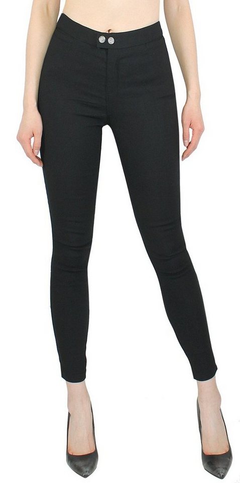 dy_mode Stoffhose Damen Hose Knöchellang Slim Fit Jeggings Sportlich Elegant Röhrenhose in Unifarbe, mit zwei Vordertaschen von dy_mode