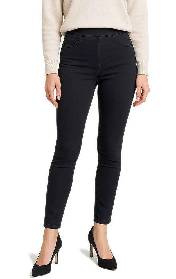 dy_mode Stoffhose Middle-Waist Röhrenhose für Damen knöchellange Stoffhose mit Taschen in Unifarbe, mit elastischem Bund von dy_mode