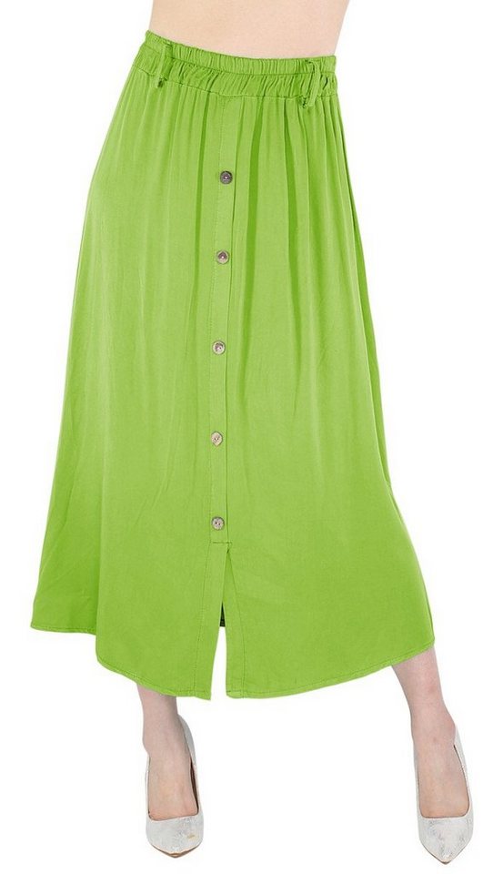 dy_mode Strandrock Damen Sommerrock in Midi-Länge Midi Rock Sommer Strandrock High Waist mit elatischem Bund, in Unifarbe von dy_mode