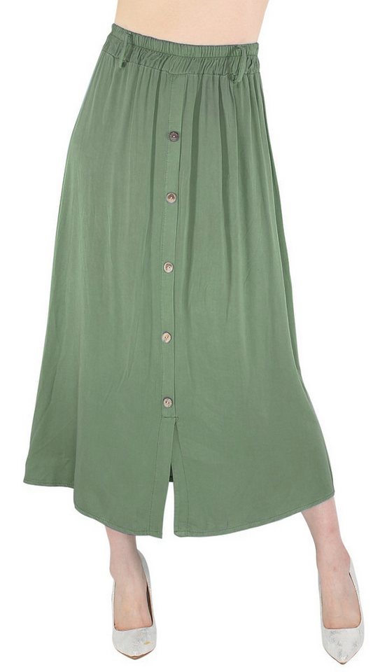 dy_mode Strandrock Damen Sommerrock in Midi-Länge Midi Rock Sommer Strandrock High Waist mit elatischem Bund, in Unifarbe von dy_mode