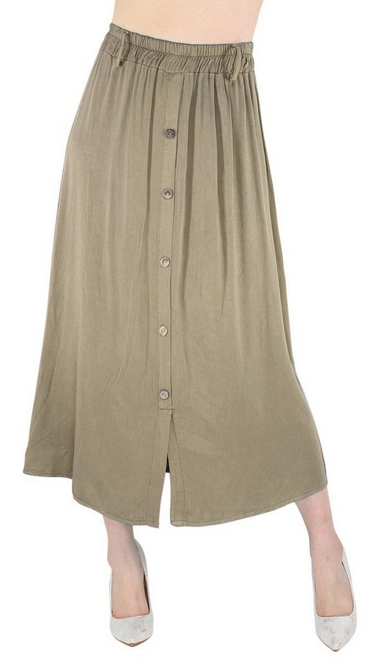 dy_mode Strandrock Damen Sommerrock in Midi-Länge Midi Rock Sommer Strandrock High Waist mit elatischem Bund, in Unifarbe von dy_mode