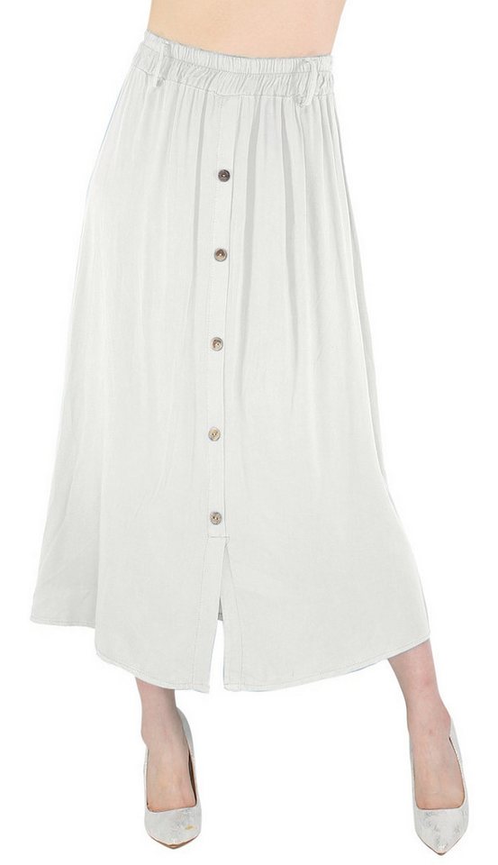 dy_mode Strandrock Damen Sommerrock in Midi-Länge Midi Rock Sommer Strandrock High Waist mit elatischem Bund, in Unifarbe von dy_mode