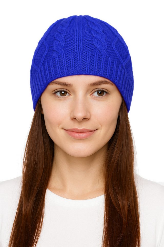 dy_mode Strickmütze Damen Beanie mit Zopfmuster – unifarbene Strickmütze ohne Futter in Unifarbe von dy_mode
