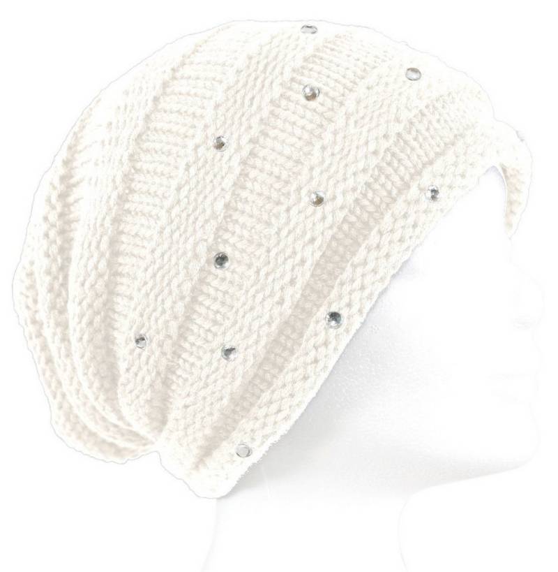 dy_mode Strickmütze Damen Strickbeanie mit Strass – glitzernde Wintermütze ohne Futter mit Glitzer / Strass von dy_mode