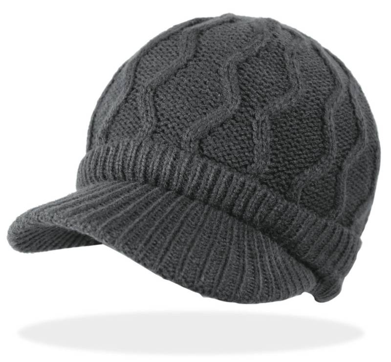 dy_mode Strickmütze Herren Schirmmütze mit Innenfutter Winter Mütze Strickmütze Unisex mit Innenfutter von dy_mode